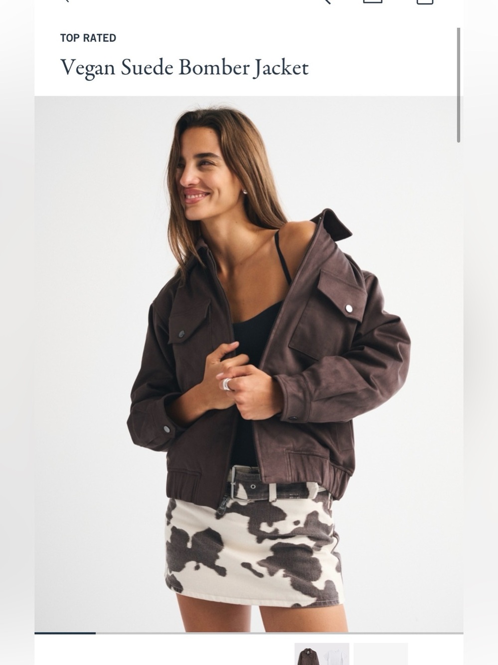 Abercrombie & Fitch Vegan Suede Bomber Jacket in Dark Brown